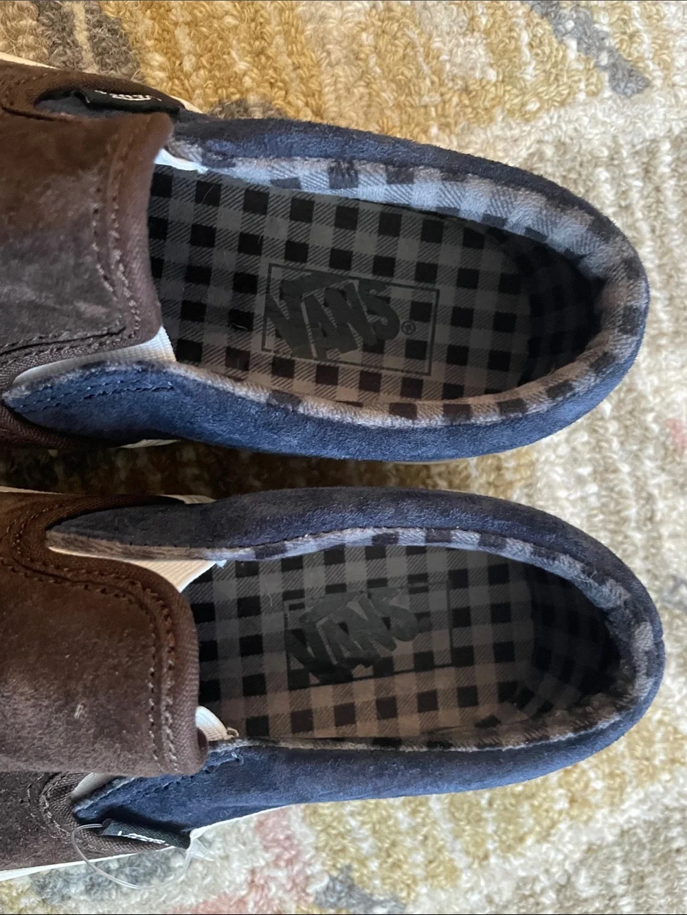Vans Brown Suede and Navy Slip-On Sneakers